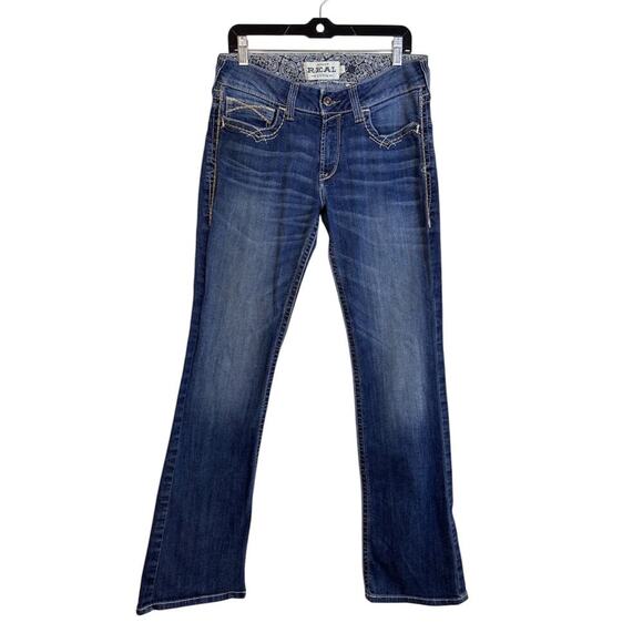 Ariat REAL Mid Rise Festival Bootcut Jeans Size 31L Entwined Rodeo Rancho - Picture 3 of 12